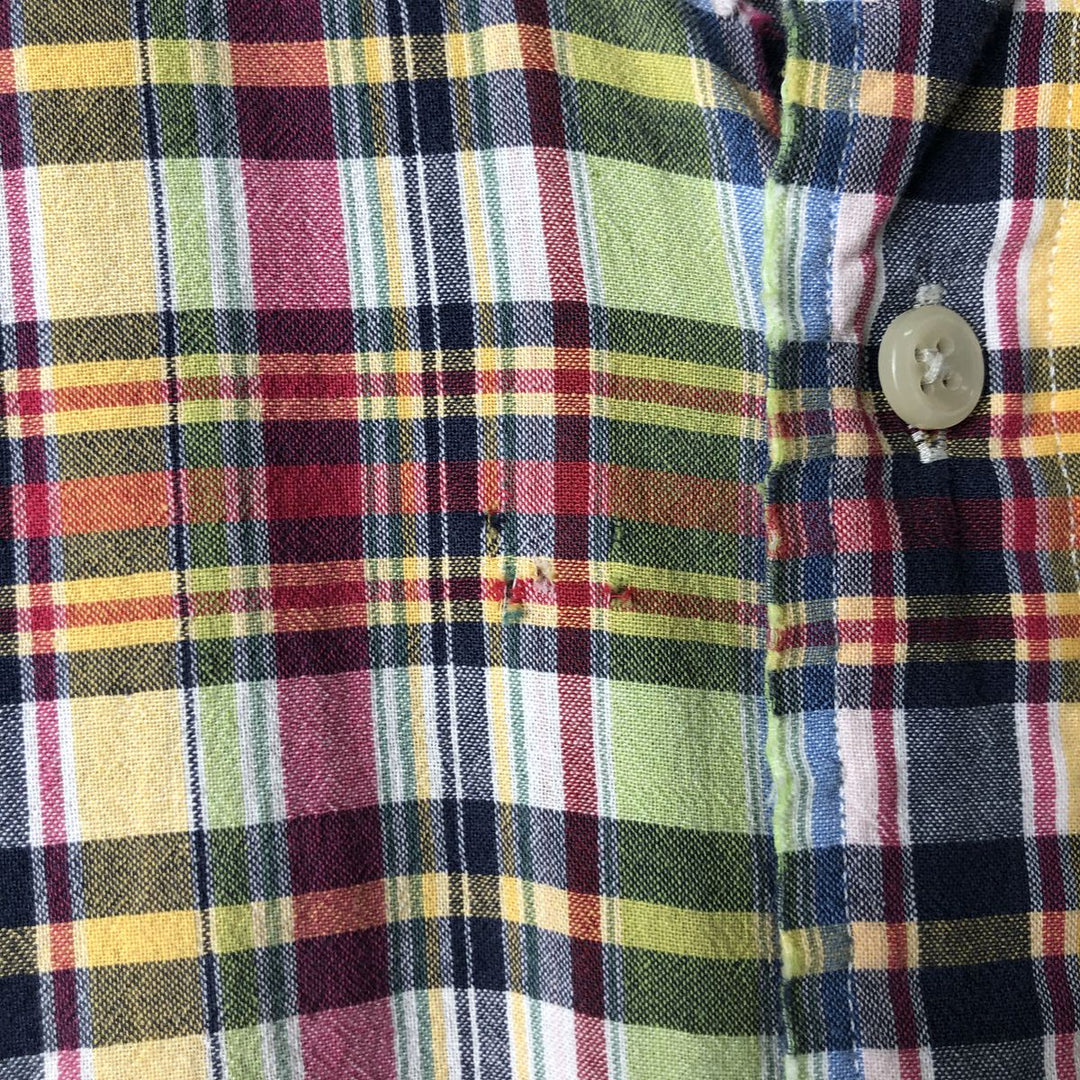 Ralph Lauren BLAKE Madras Check Short Sleeve Button Down Check Shirt Men's XL cotton navy blue type Vintage Second Hand