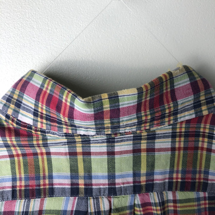 Ralph Lauren BLAKE Madras Check Short Sleeve Button Down Check Shirt Men's XL cotton navy blue type Vintage Second Hand