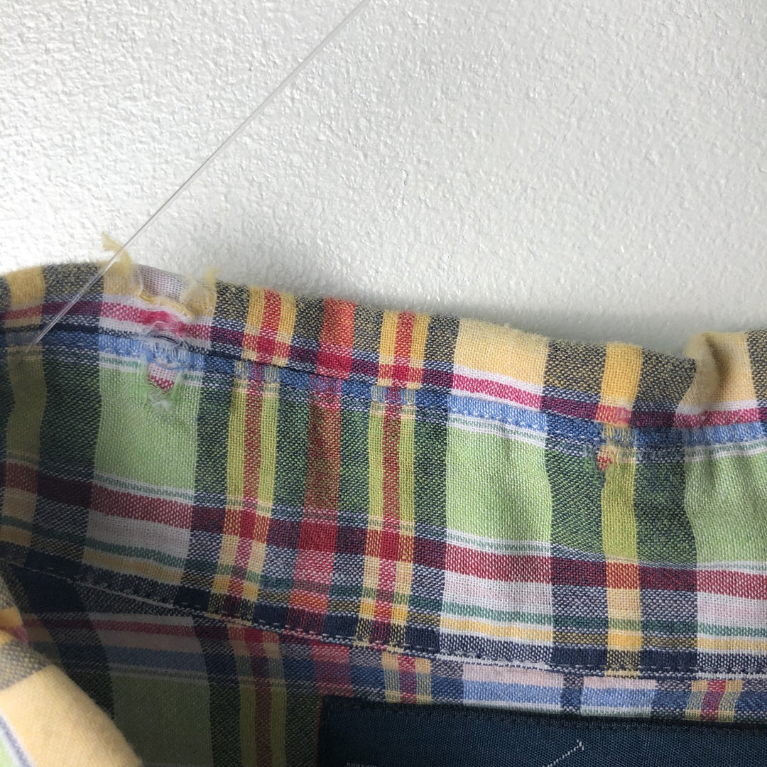 Ralph Lauren BLAKE Madras Check Short Sleeve Button Down Check Shirt Men's XL cotton navy blue type Vintage Second Hand