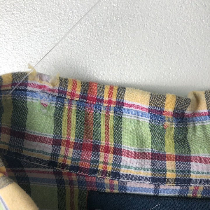 Ralph Lauren BLAKE Madras Check Short Sleeve Button Down Check Shirt Men's XL cotton navy blue type Vintage Second Hand