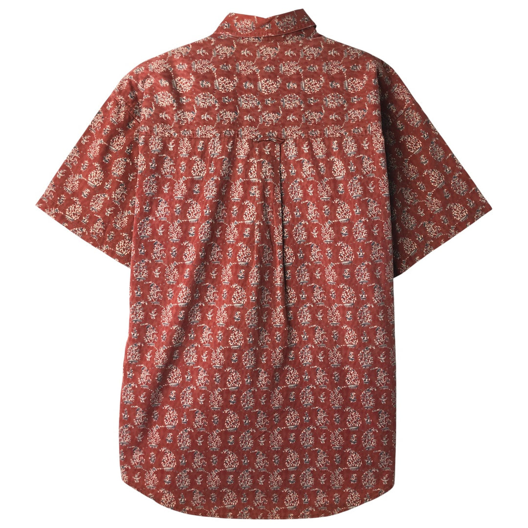 Vintage 1980'S Ralph Lauren CHAPS check shirt, short sleeve, button-down, men's size M. cotton red type reddish brown Vintage Second Hand