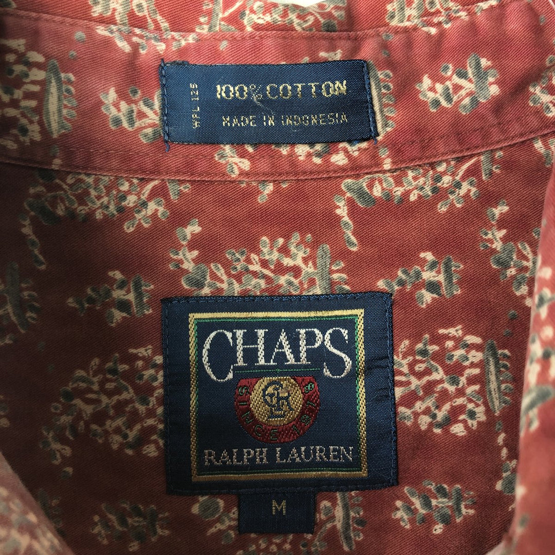 Vintage 1980'S Ralph Lauren CHAPS check shirt, short sleeve, button-down, men's size M. cotton red type reddish brown Vintage Second Hand