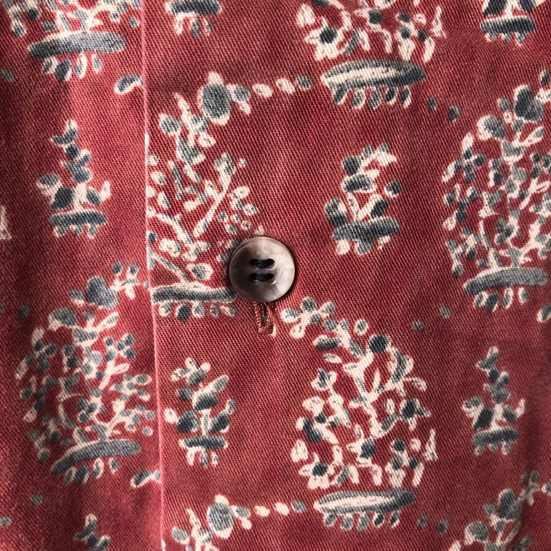 Vintage 1980'S Ralph Lauren CHAPS check shirt, short sleeve, button-down, men's size M. cotton red type reddish brown Vintage Second Hand