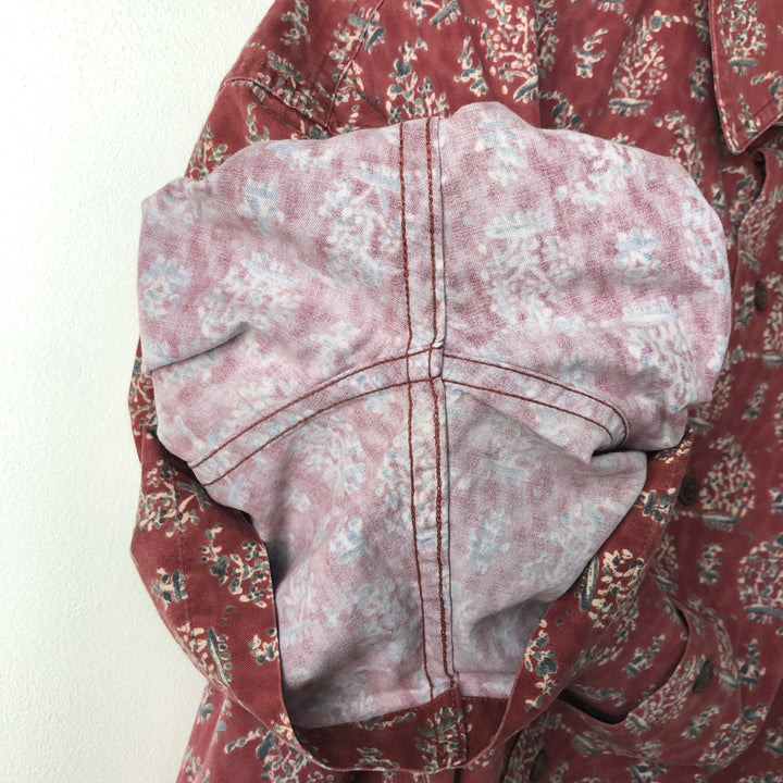 Vintage 1980'S Ralph Lauren CHAPS check shirt, short sleeve, button-down, men's size M. cotton red type reddish brown Vintage Second Hand