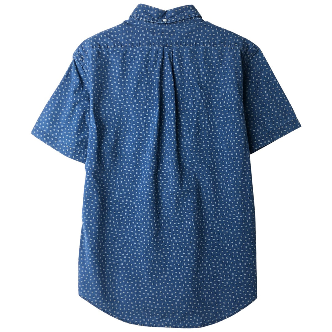 Ralph Lauren Slim Fit Star Print Short Sleeve Button-Down Shirt, Men's Size L cotton navy blue type Vintage Second Hand