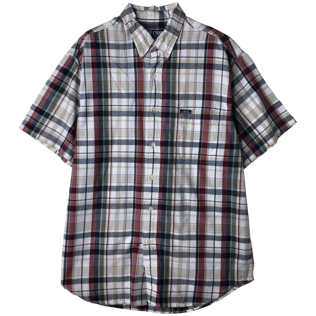Ralph Lauren CHAPS short sleeve button down check shirt men's size L cotton white type Vintage Second Hand