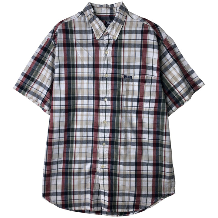 Ralph Lauren CHAPS short sleeve button down check shirt men's size L cotton white type Vintage Second Hand