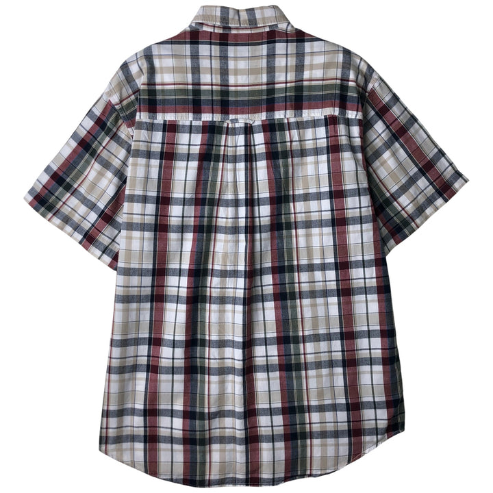 Ralph Lauren CHAPS short sleeve button down check shirt men's size L cotton white type Vintage Second Hand