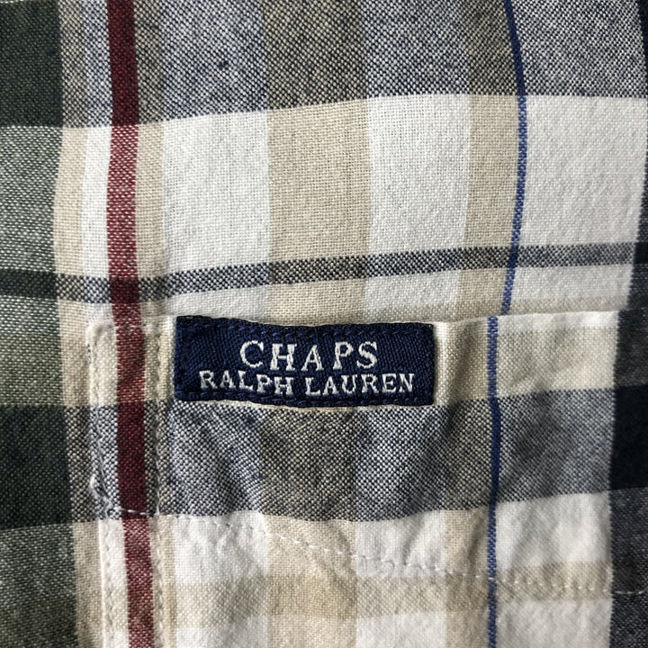 Ralph Lauren CHAPS short sleeve button down check shirt men's size L cotton white type Vintage Second Hand