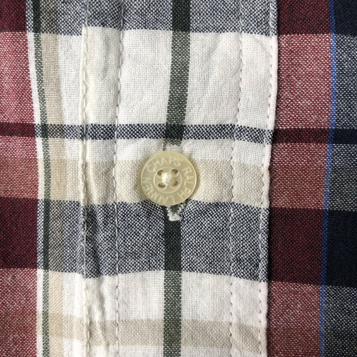 Ralph Lauren CHAPS short sleeve button down check shirt men's size L cotton white type Vintage Second Hand
