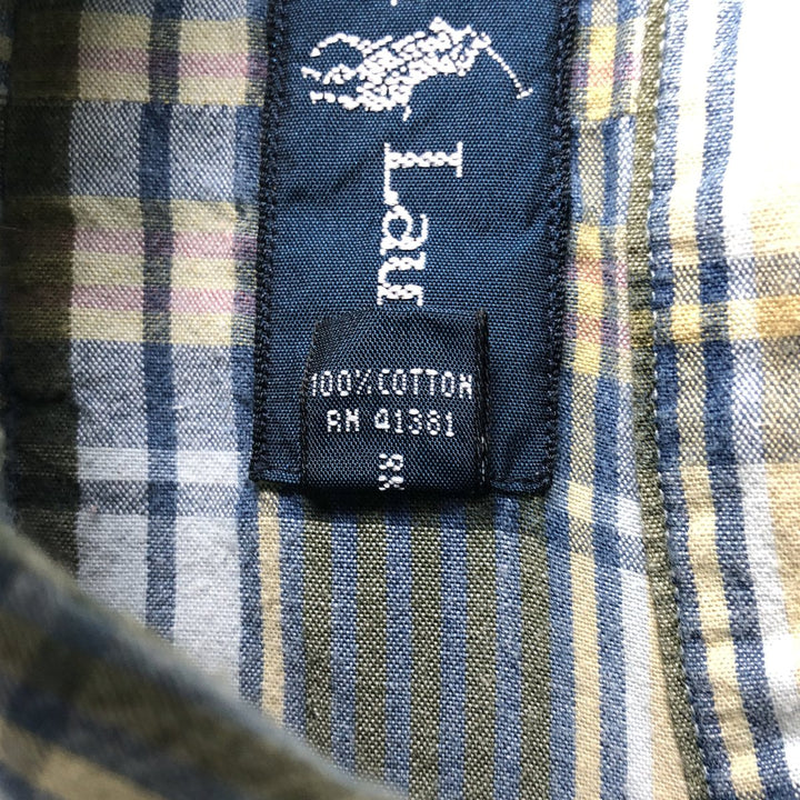 Ralph Lauren short sleeve button down check shirt, men's XL size cotton yellow type Vintage Second Hand