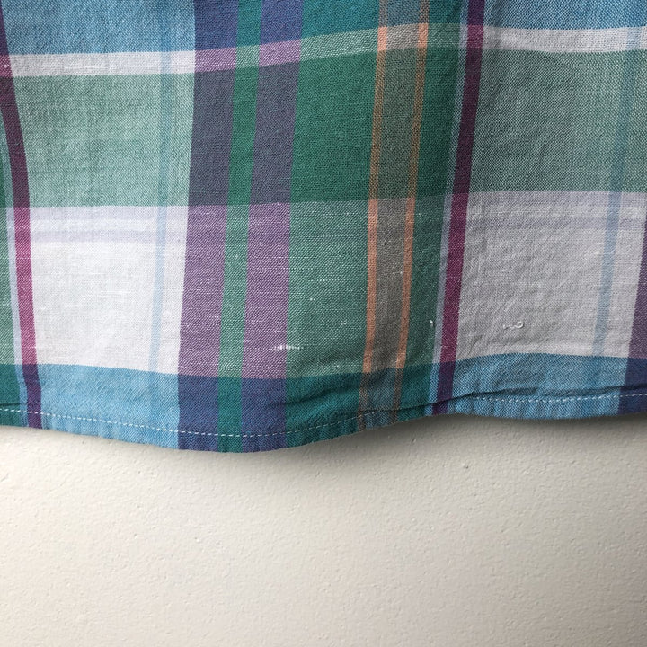 Ralph Lauren Madras Check Short Sleeve Button Down Check Shirt Men's XL cotton Emerald green Vintage Second Hand