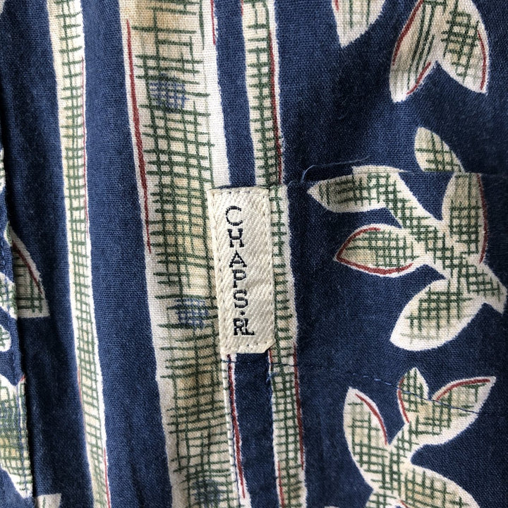 Ralph Lauren CHAPS Chaps, all-over print, short-sleeved button-down shirt, men's size M cotton navy blue type Vintage Second Hand