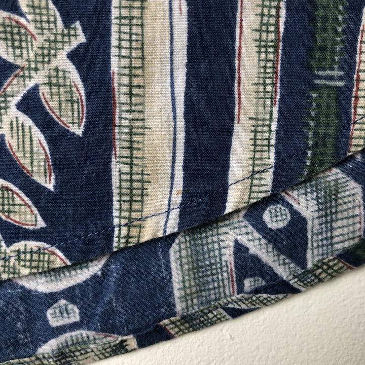 Ralph Lauren CHAPS Chaps, all-over print, short-sleeved button-down shirt, men's size M cotton navy blue type Vintage Second Hand