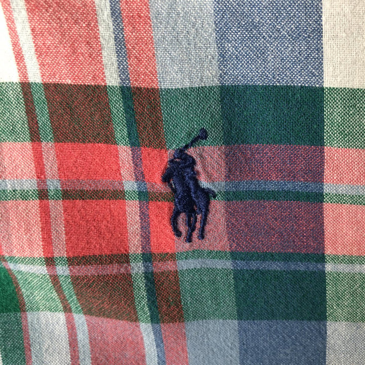 Ralph Lauren BLAKE Madras Check Short Sleeve Button Down Check Shirt Men's L size cotton blue type Vintage Second Hand