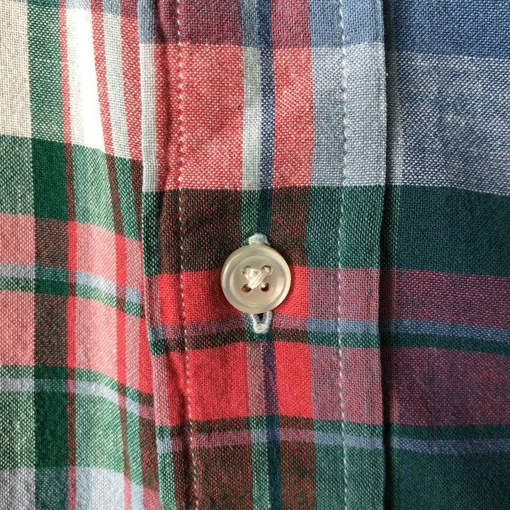 Ralph Lauren BLAKE Madras Check Short Sleeve Button Down Check Shirt Men's L size cotton blue type Vintage Second Hand