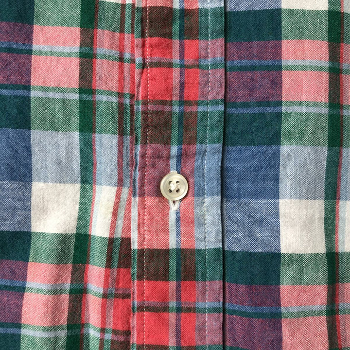 Ralph Lauren BLAKE Madras Check Short Sleeve Button Down Check Shirt Men's L size cotton blue type Vintage Second Hand