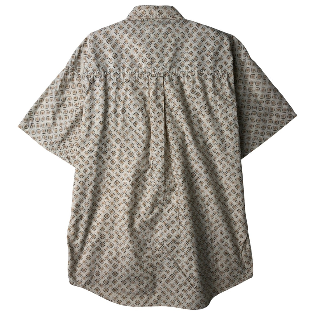 Ralph Lauren CHAPS all-over print short-sleeved button-down shirt, men's size L cotton unbleached Vintage Second Hand