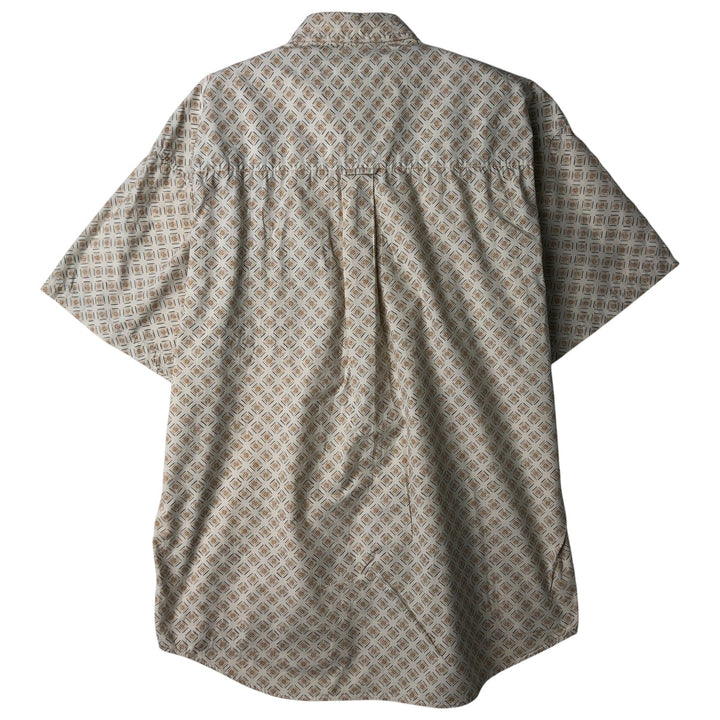 Ralph Lauren CHAPS all-over print short-sleeved button-down shirt, men's size L cotton unbleached Vintage Second Hand