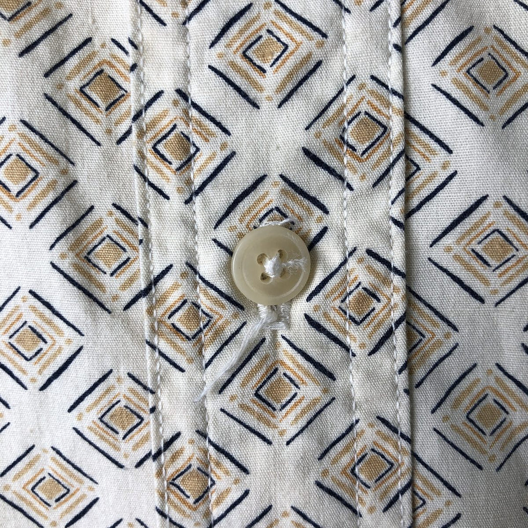 Ralph Lauren CHAPS all-over print short-sleeved button-down shirt, men's size L cotton unbleached Vintage Second Hand