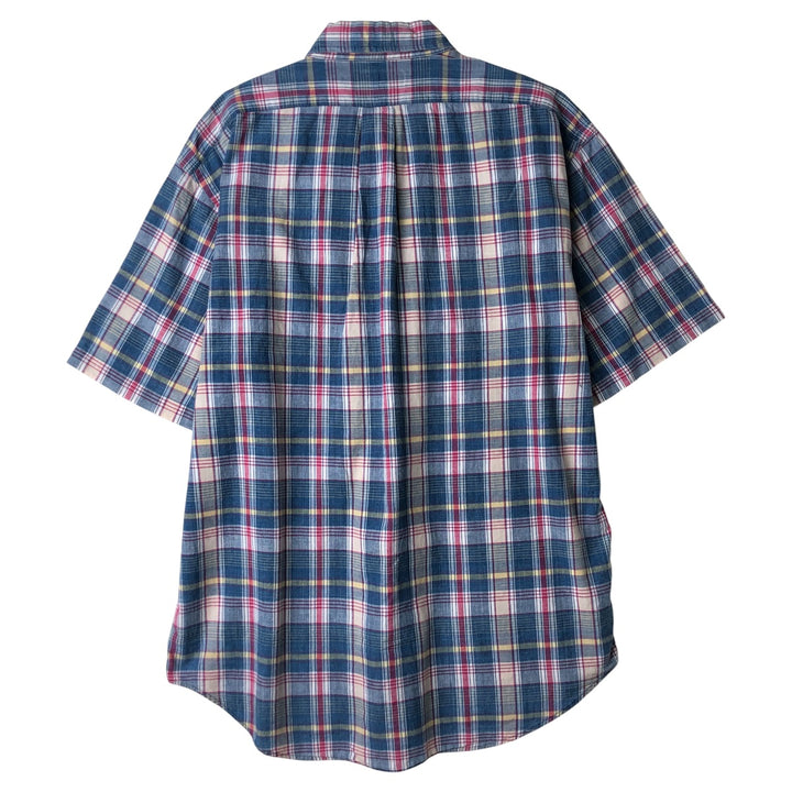 Ralph Lauren BLAKE short sleeve button down check shirt, men's size L cotton blue type Vintage Second Hand