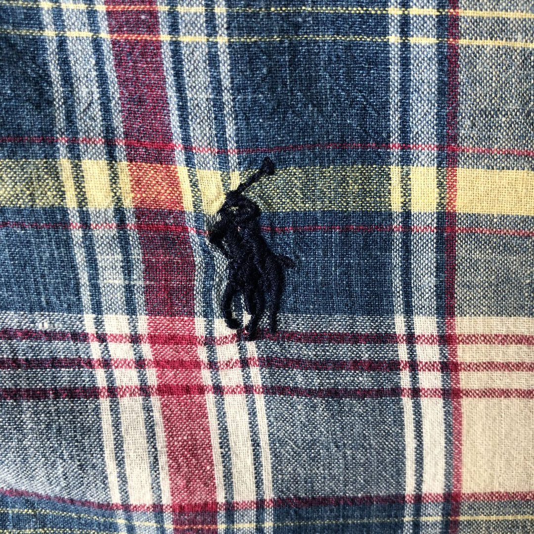 Ralph Lauren BLAKE short sleeve button down check shirt, men's size L cotton blue type Vintage Second Hand