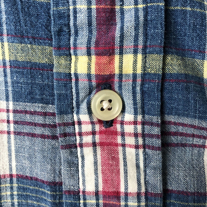 Ralph Lauren BLAKE short sleeve button down check shirt, men's size L cotton blue type Vintage Second Hand