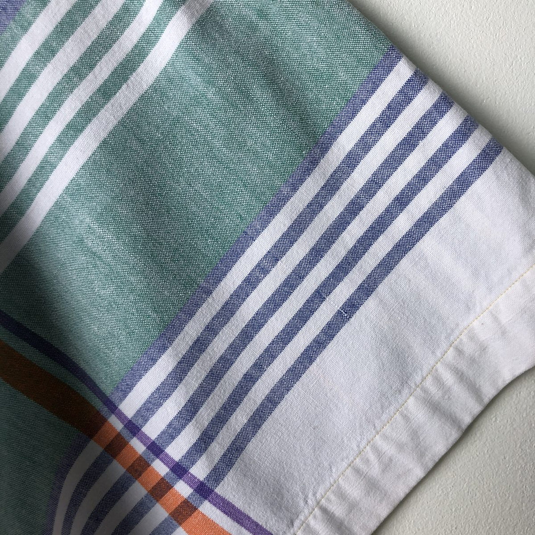 Ralph Lauren Crazy Pattern Short Sleeve Button-Down Check Shirt, Men's Size L cotton white type Vintage Second Hand
