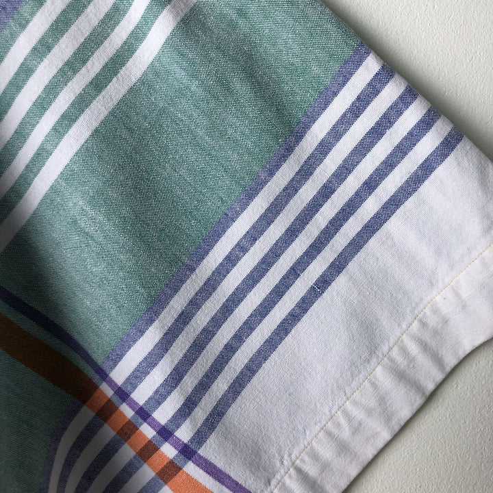 Ralph Lauren Crazy Pattern Short Sleeve Button-Down Check Shirt, Men's Size L cotton white type Vintage Second Hand