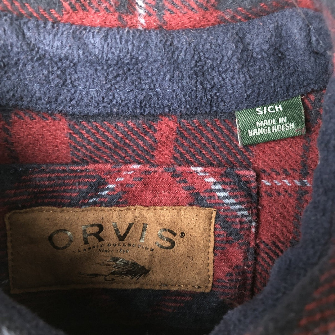 Orvis long-sleeved flannel check shirt, men's size S cotton red type Vintage Second Hand