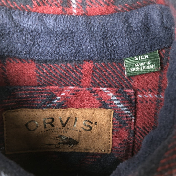 Orvis long-sleeved flannel check shirt, men's size S cotton red type Vintage Second Hand