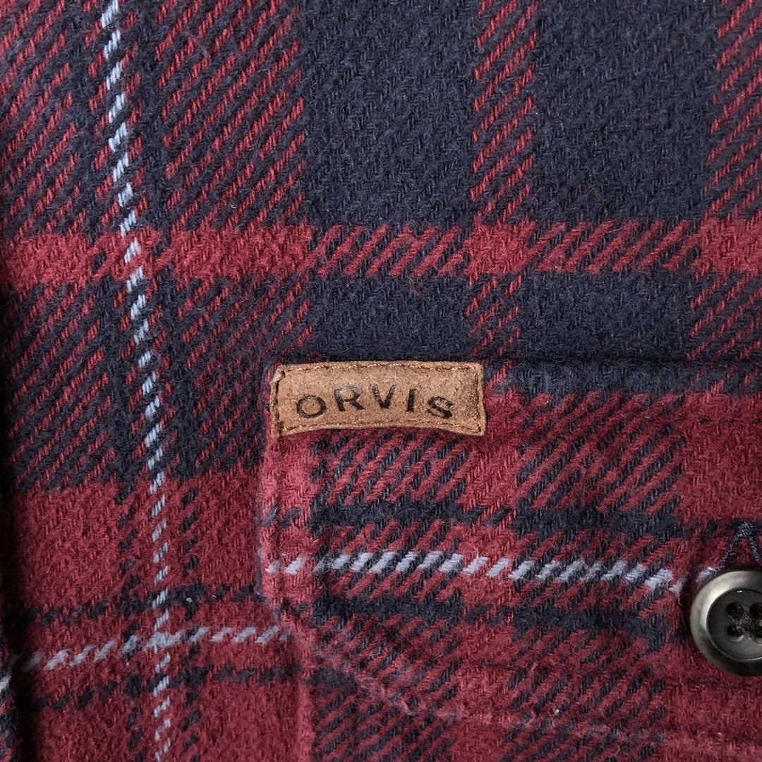 Orvis long-sleeved flannel check shirt, men's size S cotton red type Vintage Second Hand