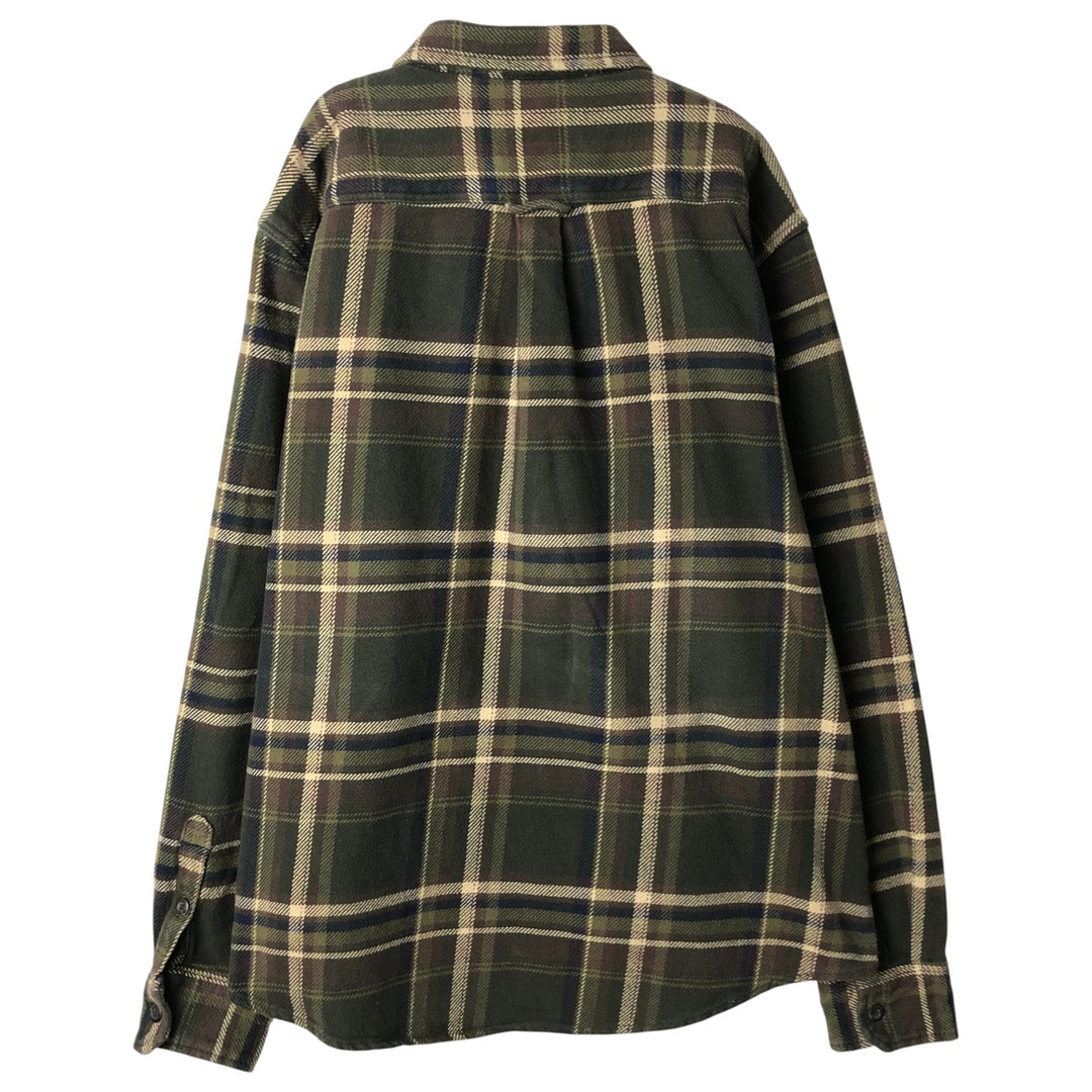ORVIS Long Sleeve Flannel Check Shirt, Men's XL Size cotton Khaki type Vintage Second Hand