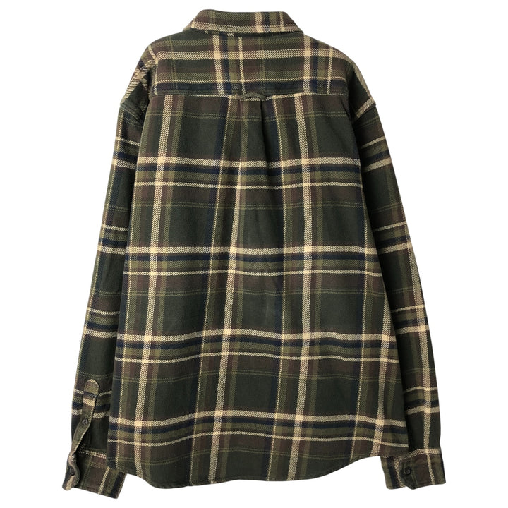 ORVIS Long Sleeve Flannel Check Shirt, Men's XL Size cotton Khaki type Vintage Second Hand