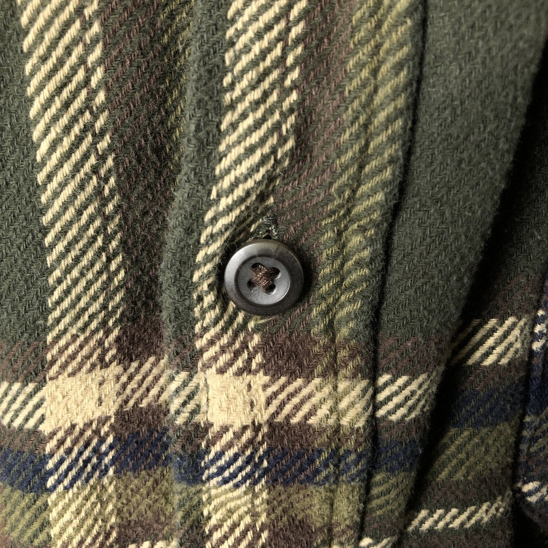 ORVIS Long Sleeve Flannel Check Shirt, Men's XL Size cotton Khaki type Vintage Second Hand