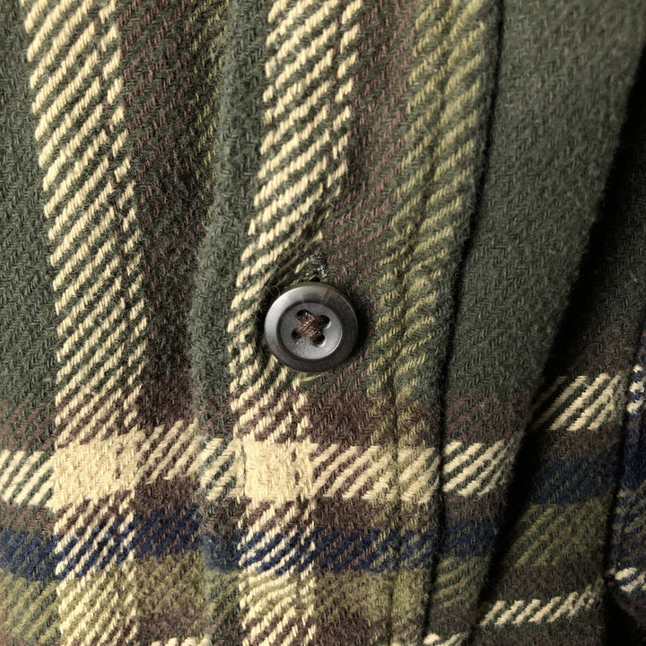 ORVIS Long Sleeve Flannel Check Shirt, Men's XL Size cotton Khaki type Vintage Second Hand