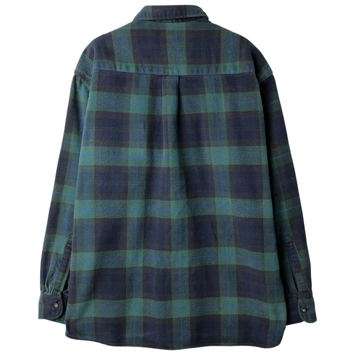 St. Michael MARKS AND SPENCER long-sleeved flannel check shirt, made in the UK, size M cotton green type Vintage Second Hand