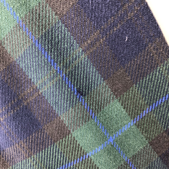 St. Michael MARKS AND SPENCER long-sleeved flannel check shirt, made in the UK, size M cotton green type Vintage Second Hand