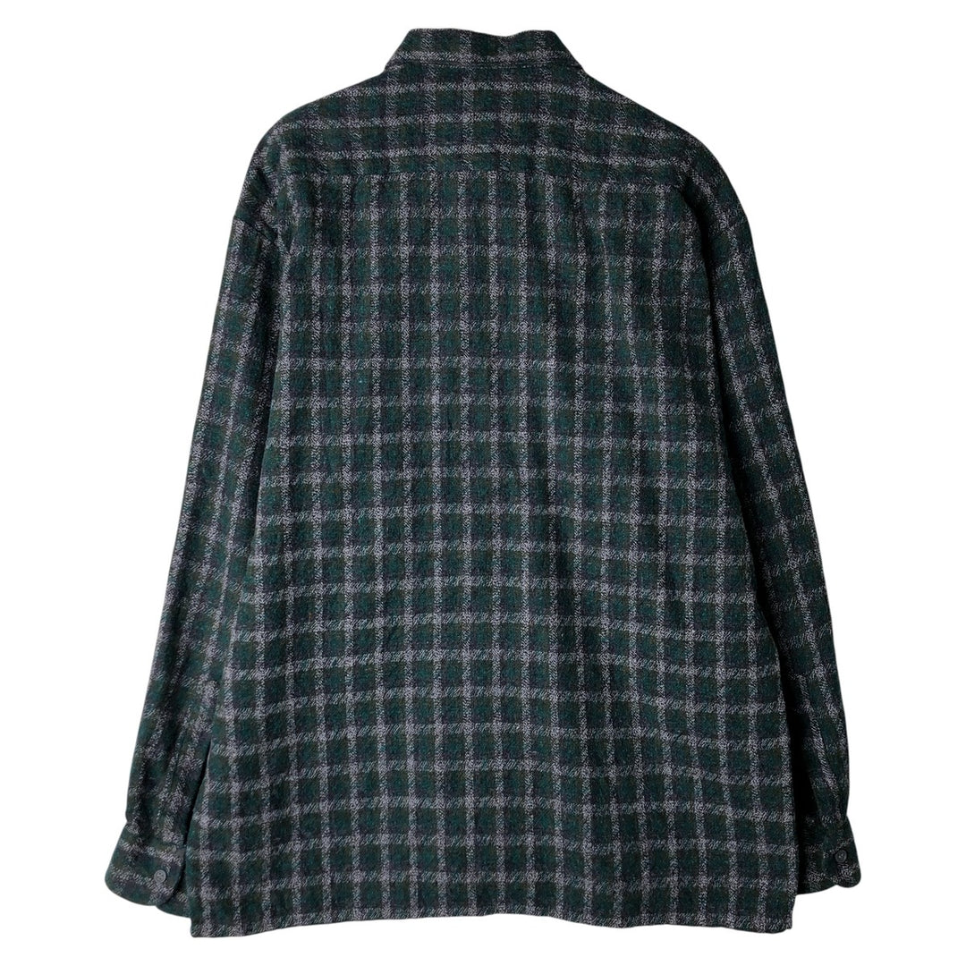 70s-80'S Vintage Lord's Long Sleeve Light Flannel Check Shirt, Made in France, Men's Size L unclear green type Vintage Second Hand