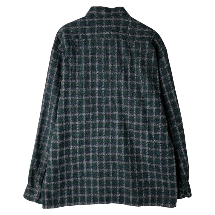 70s-80'S Vintage Lord's Long Sleeve Light Flannel Check Shirt, Made in France, Men's Size L unclear green type Vintage Second Hand