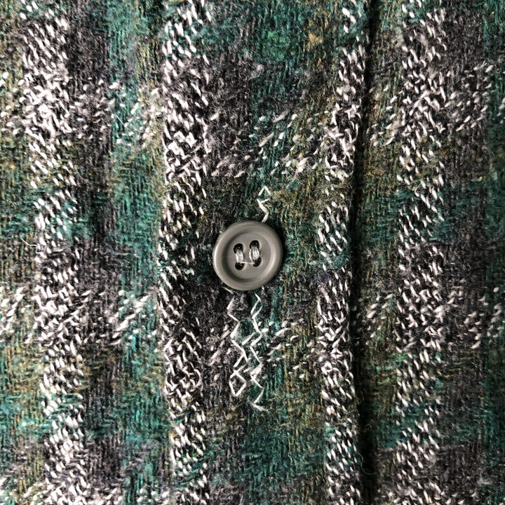 70s-80'S Vintage Lord's Long Sleeve Light Flannel Check Shirt, Made in France, Men's Size L unclear green type Vintage Second Hand
