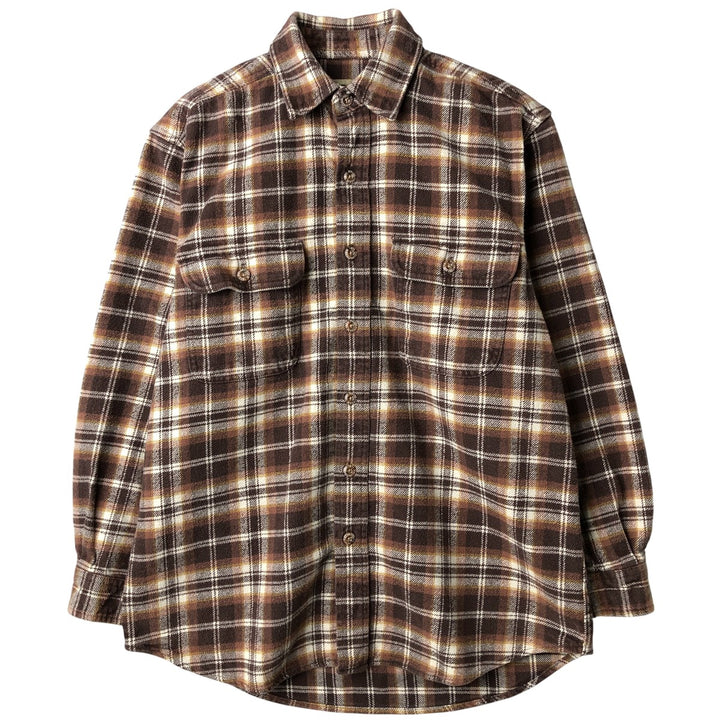 Field and Stream Long Sleeve Flannel Check Shirt, Men's Size Small cotton brown type Vintage Second Hand