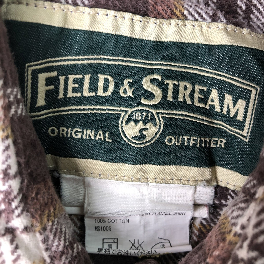 Field and Stream Long Sleeve Flannel Check Shirt, Men's Size Small cotton brown type Vintage Second Hand