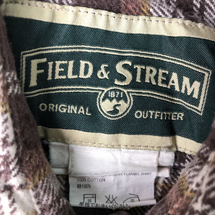Field and Stream Long Sleeve Flannel Check Shirt, Men's Size Small cotton brown type Vintage Second Hand