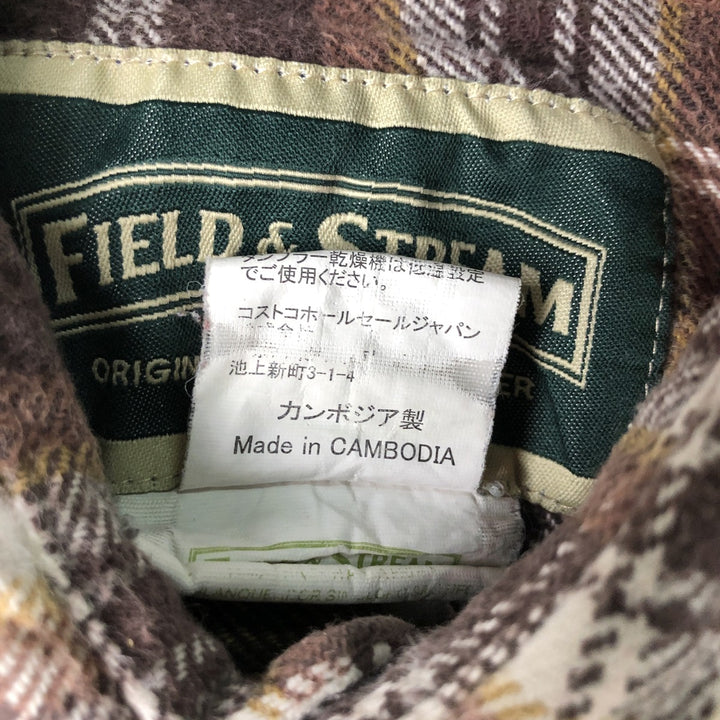 Field and Stream Long Sleeve Flannel Check Shirt, Men's Size Small cotton brown type Vintage Second Hand