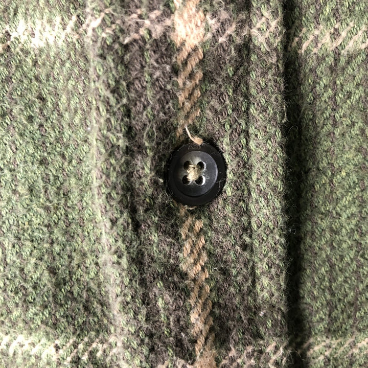 90s-00'S Vintage St. John's Bay Long Sleeve Flannel Check Shirt, Men's Size L cotton Khaki type Vintage Second Hand