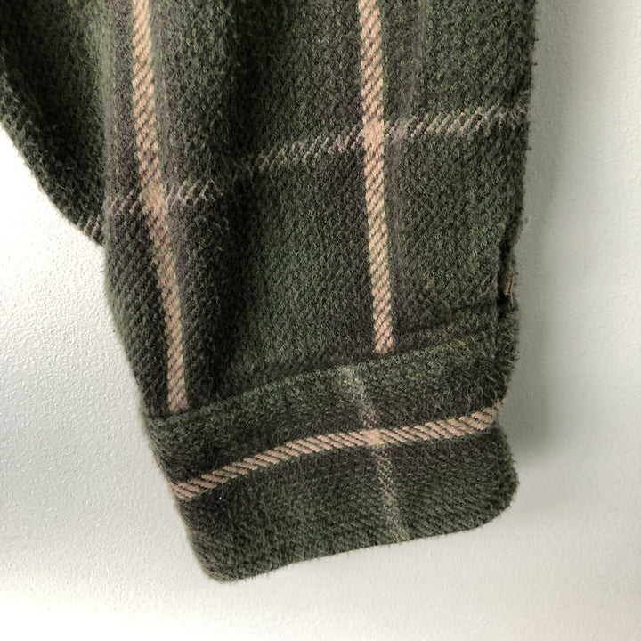 90s-00'S Vintage St. John's Bay Long Sleeve Flannel Check Shirt, Men's Size L cotton Khaki type Vintage Second Hand