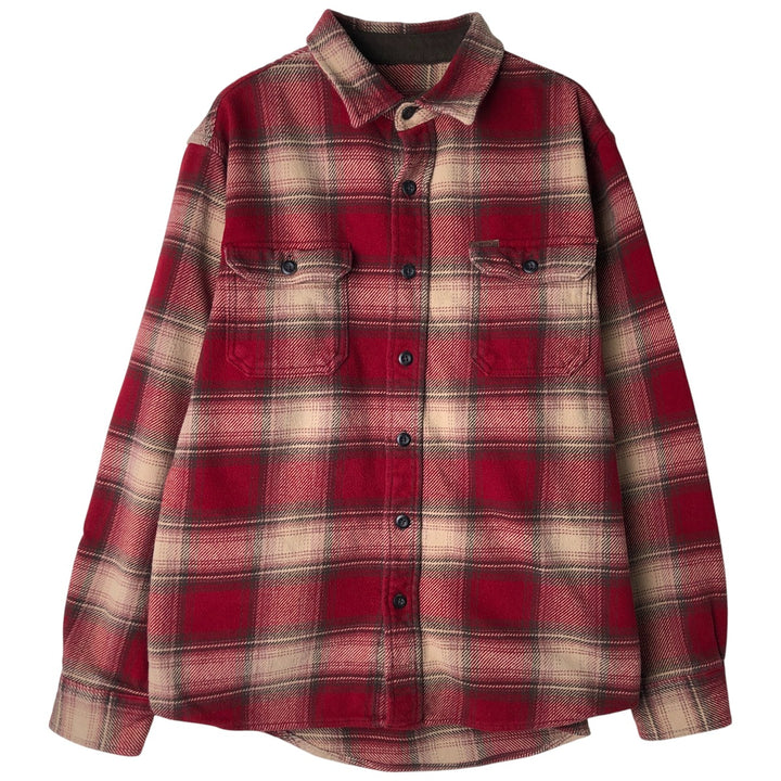 ORVIS Ombre Check Long Sleeve Flannel Check Shirt, Men's M Size cotton red type Vintage Second Hand