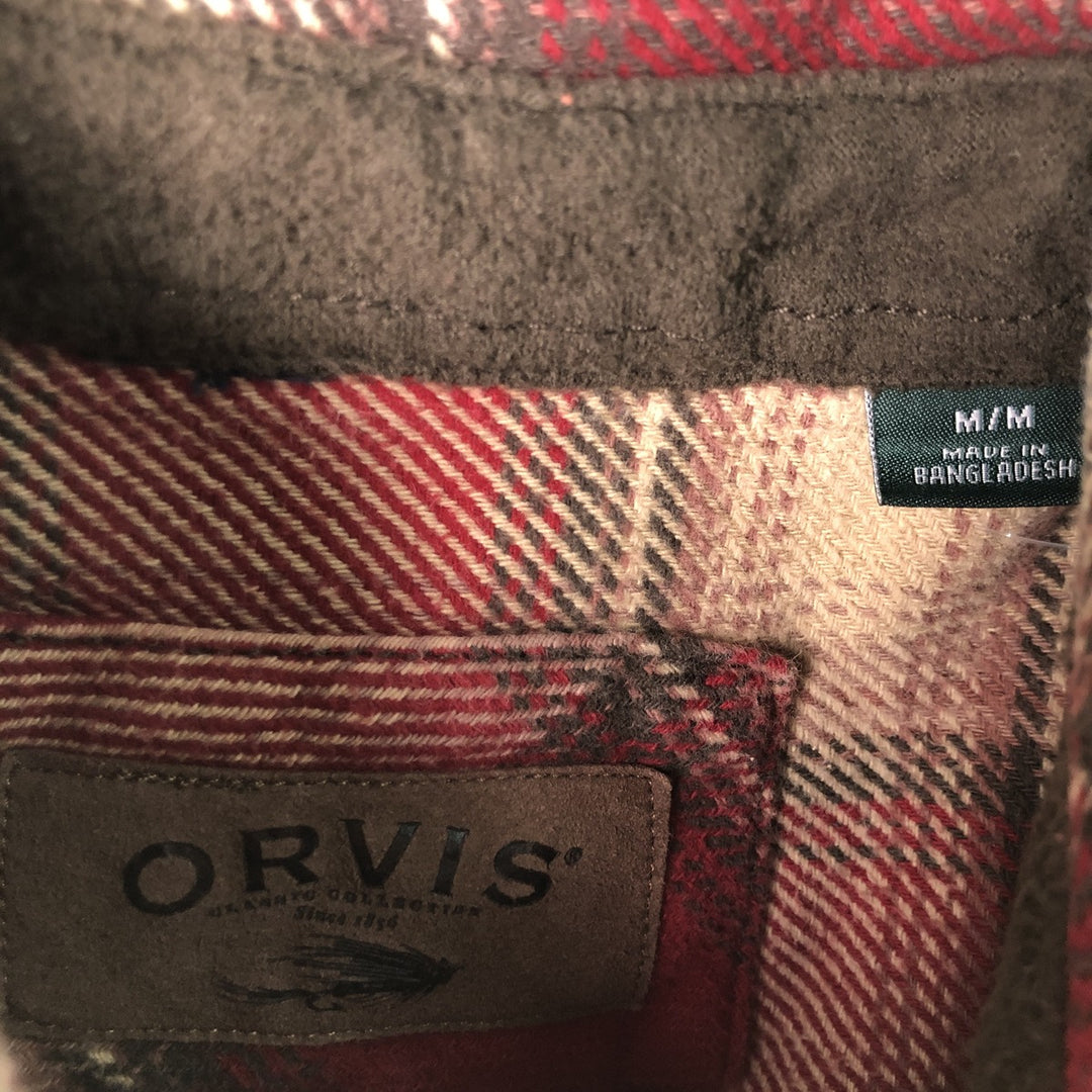 ORVIS Ombre Check Long Sleeve Flannel Check Shirt, Men's M Size cotton red type Vintage Second Hand