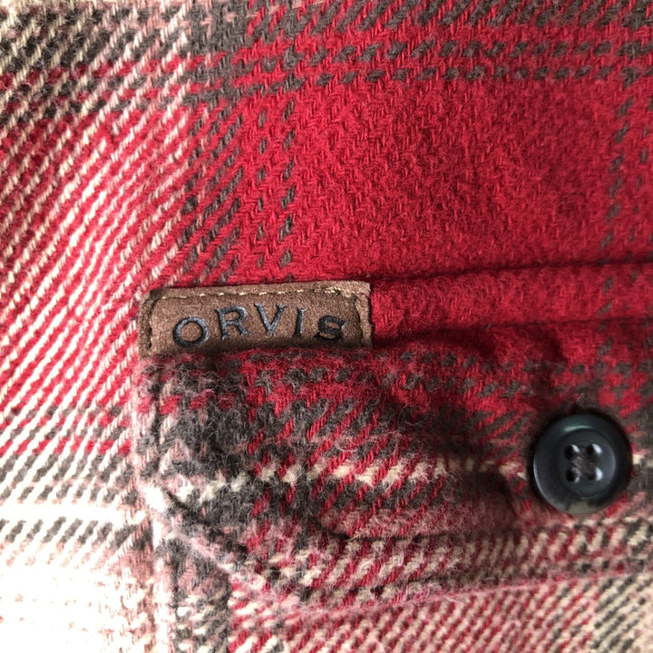 ORVIS Ombre Check Long Sleeve Flannel Check Shirt, Men's M Size cotton red type Vintage Second Hand